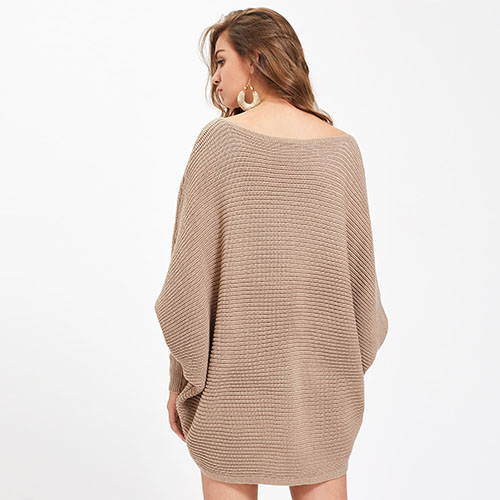 2018 Dolman Sleeve Long Chocolate With Thick Color Textured Jumper