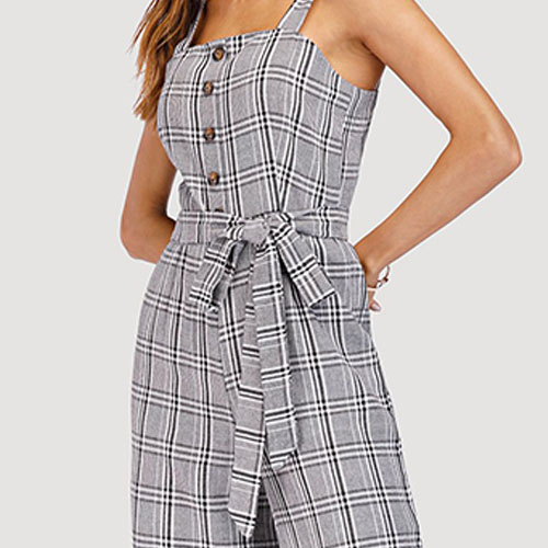 2018 Hot Plaid Suit For Retro Suit Jumpsuit
